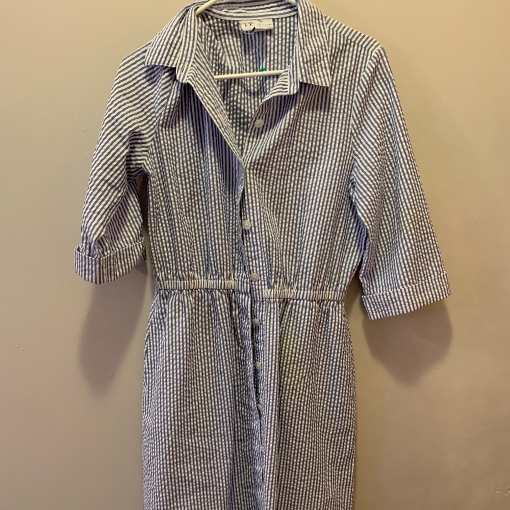 Long Striped Button Up Dress